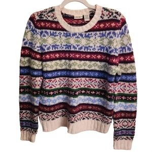 Vintage Y2K Colorful Wool Blend Nordic FairIsle Crewneck Sweater Size S